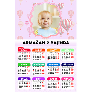 Pembe Soft Uçan Balonlar Temalı Takvim Magnet
