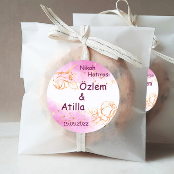 Pembe Suluboya Fonda Gold Güller Temalı Sticker