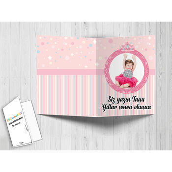 Pembe Taçlı Temalı Anı Kartı