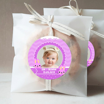 Pembe Tavşan Temalı Resimli Sticker