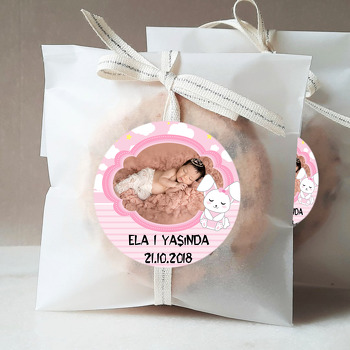 Pembe Tavşan Temalı Resimli Sticker