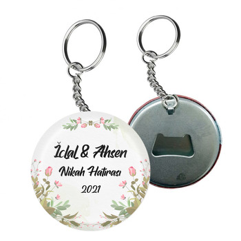 Pembe Tomurcuk Güller Temalı Arkası Açacak Anahtarlık