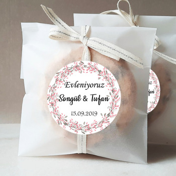 Pembe Tomurcuk Temalı Söz Nişan Nikah Sticker