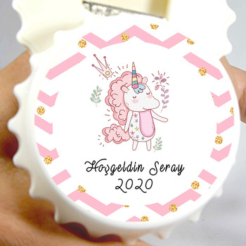 Pembe Unicorn  Temalı Kapak Şeklinde Magnet Açacak