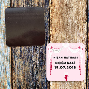 Pembe ve Beyaz Perde Temalı Söz Nişan Magnet