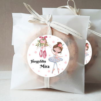 Pembe Yıldız Fonda Balerin Temalı Hoşgeldin Bebek Sticker