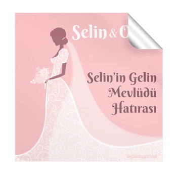 Pembe Zeminli Gelin Karakterli Kare Etiket