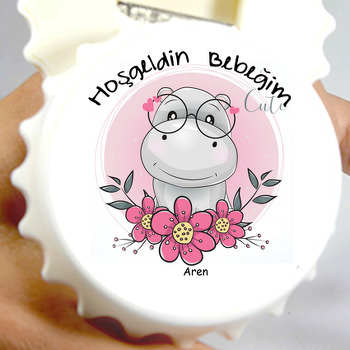 Pembe Zeminli Gözlüklü Su Aygırı Temalı Kapak  Açacak