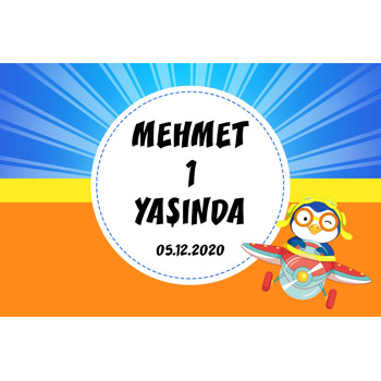Penguen ile Planör Temalı Doğum Günü Afiş