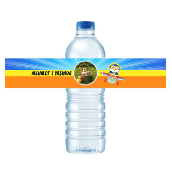 Penguen ile Planör Temalı Su Şişesi Etiketi