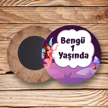 Peri Kızı Temalı Daire Ahşap Magnet