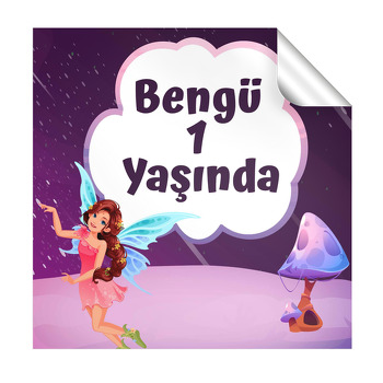 Peri Kızı Temalı Kare Parti Etiket