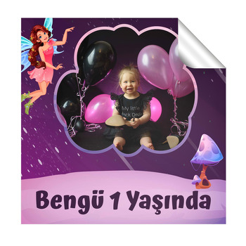 Peri Kızı Temalı Kare Parti Etiket