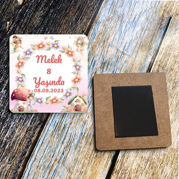 Peri Ormanı Temalı Ahşap Kare Magnet