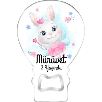 Peri Tavşan Temalı Balon Ahşap Magnet 