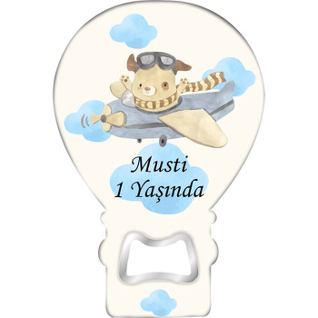 Pilot Köpek Temalı Balon Ahşap Magnet 