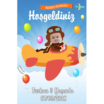 Pilot Temalı Doğum Günü Afiş