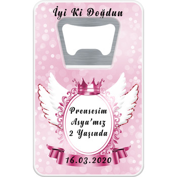 Pink Angel Wings Temalı Dikdörtgen Magnet Açacak