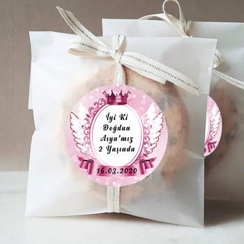 Pink Angel Wings Temalı Doğum Günü Sticker