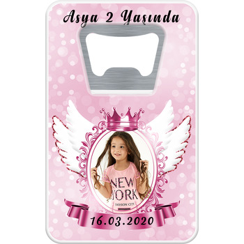 Pink Angel Wings Temalı Resimli Dikdörtgen Magnet Açacak