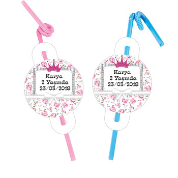 Pink Crown Temalı Pipet ve Kartı