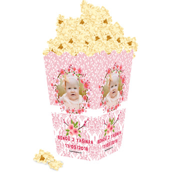 Pink Flower Temalı Popcorn Kutusu