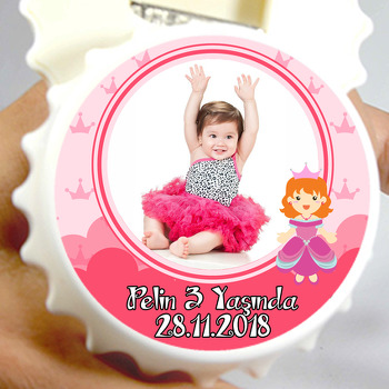 Pink Princess Temalı Resimli Kapak Şekilli Magnet Açacak