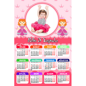 Pink Princess Temalı Takvim Magnet