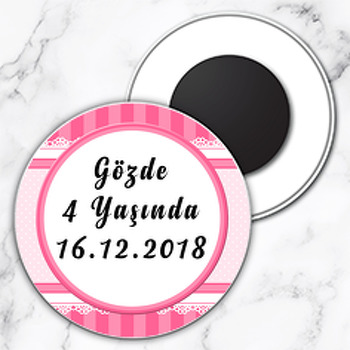 Pink Ribbon Temalı Daire Plastik Magnet