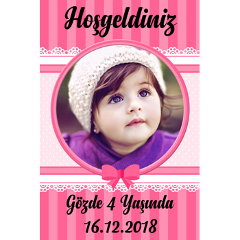 Pink Ribbon  Temalı Doğum Günü Afiş