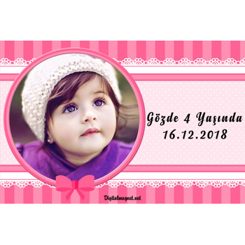 Pink Ribbon Temalı Doğum Günü Magnet