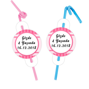 Pink Ribbon Temalı Pipet ve Kartı