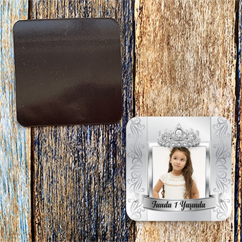 Pırlantalı Taç Temalı Resimli Kare Magnet