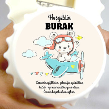 Planörde Pilot Beyaz Ayıcık Temalı Kapak Şekilli Magnet Açacak