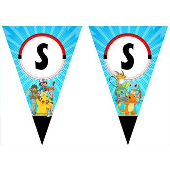 Pokemon Mavi Fon Temalı Parti Banner