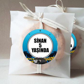 Polis Mavi Yıldız Fon Temalı Sticker