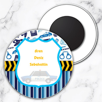 Polis Temalı Daire Plastik Magnet