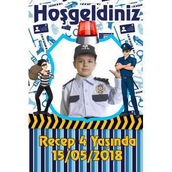 Polis Temalı Doğum Günü Afiş