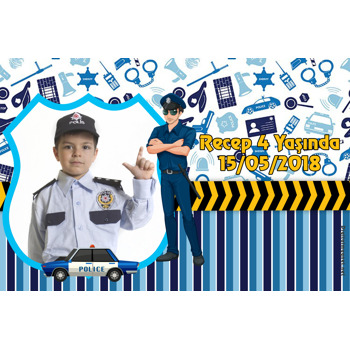 Polis Temalı Doğum Günü Magnet