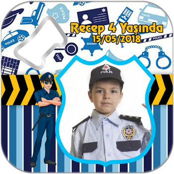 Polis Temalı Kare Magnet Açacak