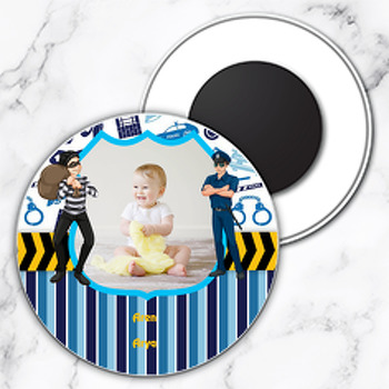 Polis Temalı Resimli Daire Plastik Magnet