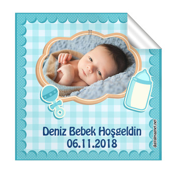 Pöti Temalı Hoşgeldin Bebek  Kare Etiketi