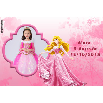 Prenses Aurora Temalı Doğum Günü Magnet