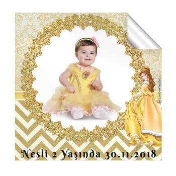Prenses Bella Temalı Kare Etiket