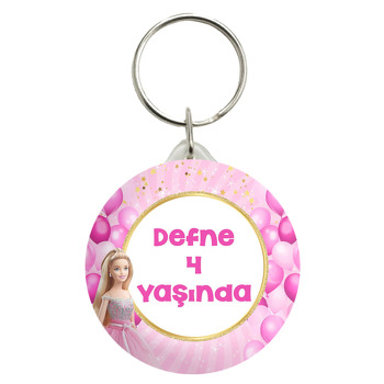 Prenses ile Pembe Balonlar Temalı Anahtarlık
