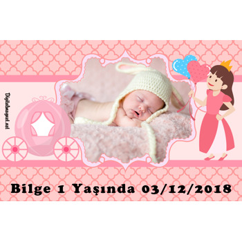 Prenses Kız Temalı Doğum Günü Magnet