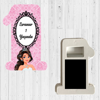 Prenses Pembe Fon Temalı Doğum Günü Magnet Açacak