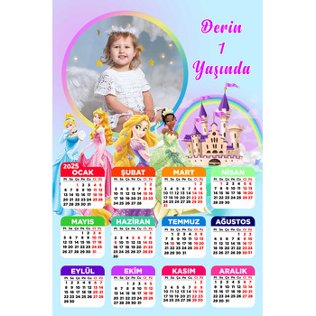 Prensesler Temalı Takvim Magnet