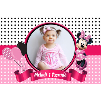 Puantiyeli Minnie Mouse Temalı Doğum Günü Magnet