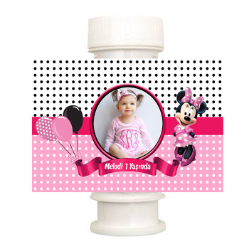 Puantiyeli Minnie Mouse Temalı Köpük Baloncuk Etiketi